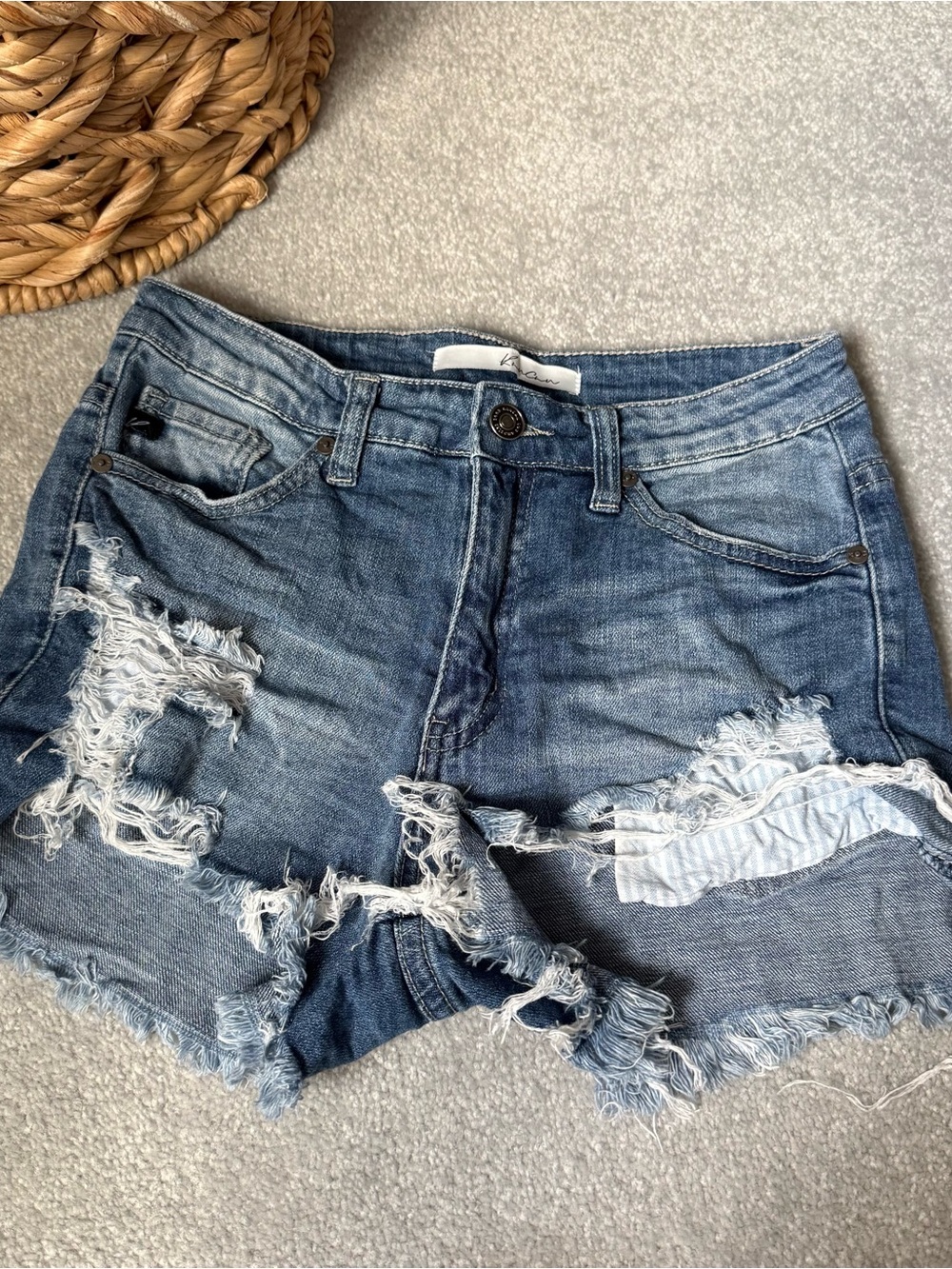 KanCan Distressed Light Blue Denim Cutoff Shorts